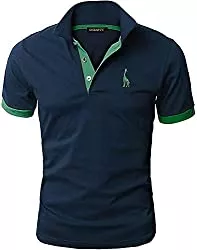 GNRSPTY Poloshirts GNRSPTY Poloshirt Herren Kurzarm Polohemd Giraffe Stickerei Einfarbig T-Shirt