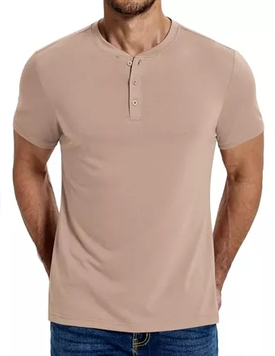COOFANDY T-Shirts COOFANDY Henley Shirt Herren Kurzarm Sommer Casual T-Shirt Männer mit Knopfleiste