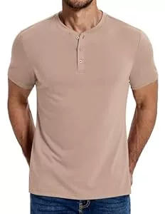 COOFANDY T-Shirts COOFANDY Henley Shirt Herren Kurzarm Sommer Casual T-Shirt Männer mit Knopfleiste