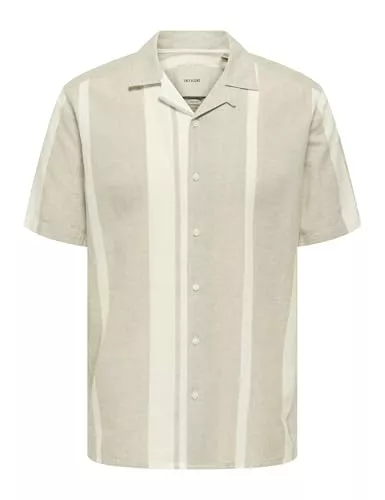 ONLY &amp; SONS Hemden ONLY &amp; SONS Herren Hemd Kurzarm Resort Kragen Knopfleiste Leinen Sommer Oberteil