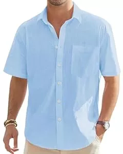J.VER Hemden J.VER Leinenhemd Herren Hemd Kurzarm Leinenshirt Freizeithemd Businesshemd Sommer Casual Regular Fit Shirt