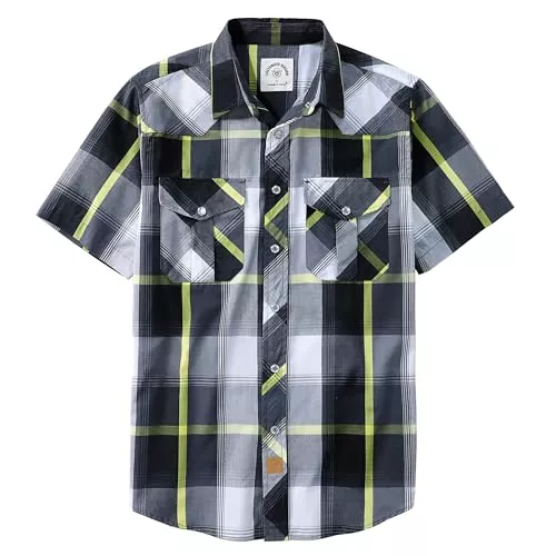 Dubinik Hemden Dubinik® Kurzarmhemd Herren Kariertes Western Hemd Herren Kurzarm Druckknöpfe Freizeithemden Cowboy Vintage Regular Fit