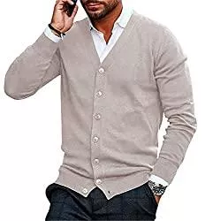 Gemijacka Strickjacken Gemijacka Herren Strickjacke V Ausschnitt Kragenlos Cardigan Gestrickt Hemd Jacke Leicht Übergangsjacke Mehrere Farbe