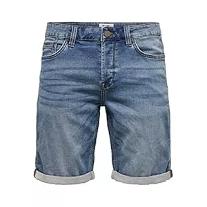 ONLY & SONS Shorts ONLY & SONS Herren Jogg-Shorts in Jeansoptik ONSPly Bermuda mit Aufschlag