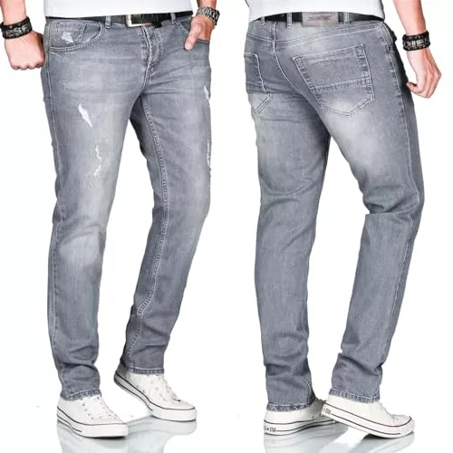 ALESSANDRO SALVARINI Jeans ALESSANDRO SALVARINI Herren Slim Fit Jeans Hose Denim Stretch-Jeans Jeanshose