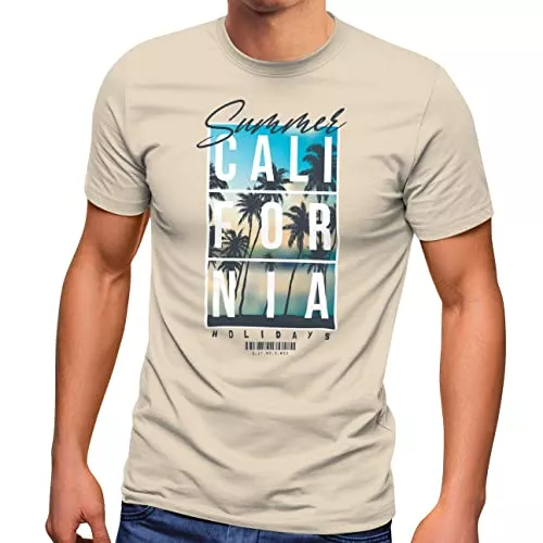Neverless T-Shirts Neverless® Herren T-Shirt California Surf Paradise Surfboards Grafik Foto Print Kalifornien USA Amerika Sommer Fashion Streetstyle