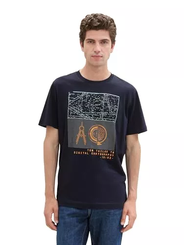 TOM TAILOR T-Shirts TOM TAILOR Herren T-Shirt mit Print aus Baumwolle
