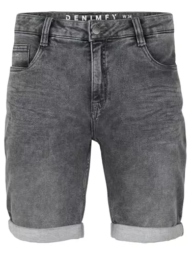 DENIMFY Shorts DENIMFY Jeans Shorts Herren Stretch Kurz Regular Fit DFAri Kurze Hosen Sommer Denim Einfarbig Grau Blau 31 32 33 34 36 38 40 42 44 46