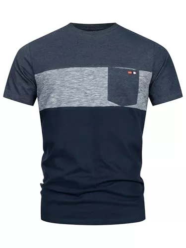 Indicode T-Shirts Indicode Herren INSprings T-Shirt mit Rundhalsausschnitt und Brusttasche | Herrenshirt Sommershirt