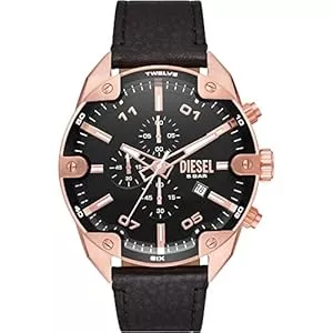 Diesel Uhren Diesel Spiked Uhr für Männer, Quarz-Chronographenwerk mit Lederarmband