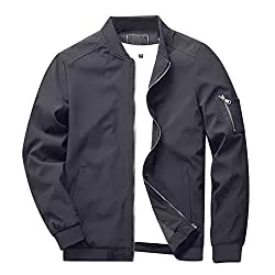 KEFITEVD Jacken KEFITEVD Herren Leichte Dünne Bomberjacke mit Ärmeltasche Blouson Jacke Übergangsjacke Stehkragen US Fliegerjacke mit Innentasche