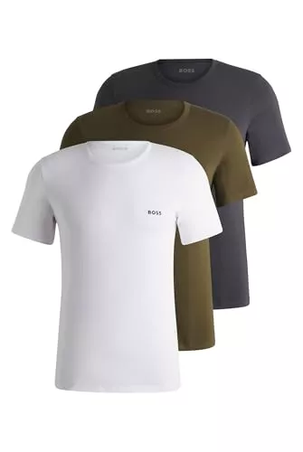 BOSS T-Shirts BOSS Herren TShirtRN 3P Classic Dreier-Pack T-Shirts aus Baumwolle mit Logo-Stickerei
