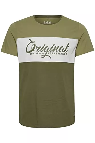 b BLEND T-Shirts Blend BHNero Herren T-Shirt Kurzarm Shirt Print mit Streifen und Rundhalsausschnitt