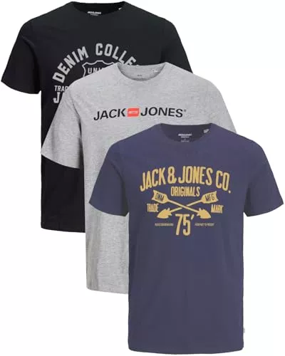 JACK & JONES T-Shirts JACK & JONES Herren 3er-Set T-Shirts aus Baumwolle