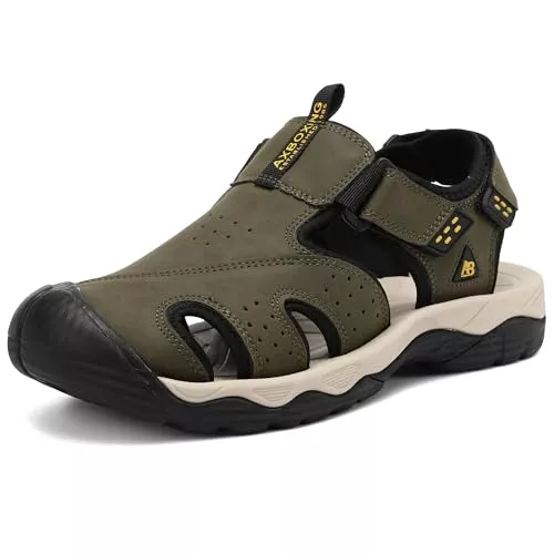 AX BOXING Sandalen & Slides AX BOXING Sandalen Herren Sommer Klettverschluss Trekkingsandalen Rutschfeste Sportsandalen Leder Sandalen Outdoorsandalen Wandersandalen Größe 41-45 EU