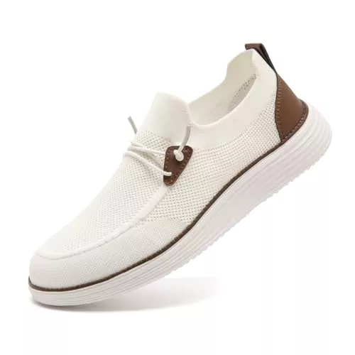 CAIQDM Schnürhalbschuhe CAIQDM Bequeme nackte Slip-On-Loafer für Herren hautfreundliche rutschfeste Innensohlen Walking-Freizeitschuhe Retro-Mode leichte und atmungsaktive Outdoor-Fitness-Joggingschuhe