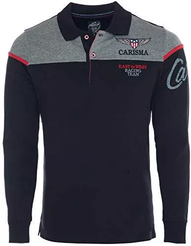 Carisma Langarmshirts Carisma Langarm Poloshirt für Herren Baumwolle • Herren Langarmshirt mit Stickerei • Angenehmes Regular Fit Longsleeve für Büro und Freizeit