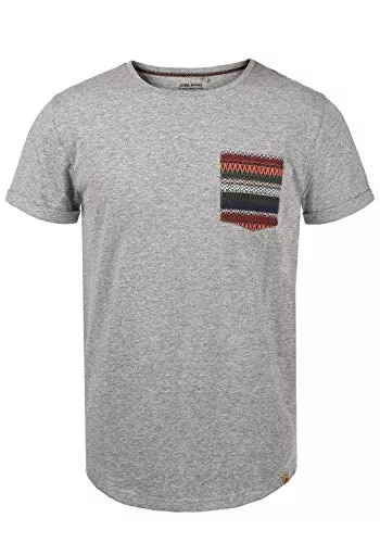 b BLEND T-Shirts Blend BHElandro Herren T-Shirt Kurzarm Shirt mit Inkamuster und Rundhalsausschnitt