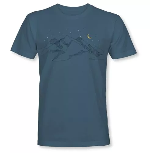 minifan T-Shirts Berg T-Shirt Herren : Mond-Berge - Kletter T-Shirt Männer - Geschenk für Wanderer - Bergsteiger Outdoor Ausrüstung