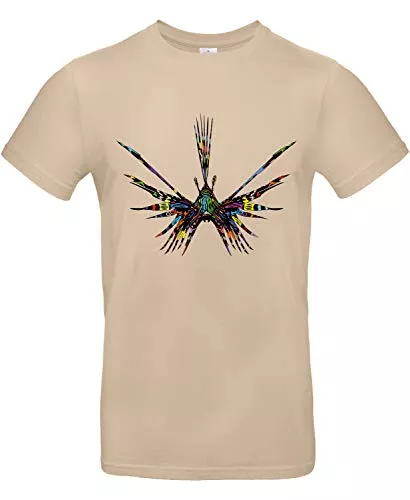 Generisch T-Shirts Smilo & Bron Herren T-Shirt mit Motiv Psychedelischer Löwen-Fisch Bedruckt