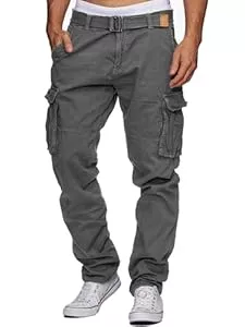 Indicode Hosen Indicode Herren William Cargohose aus Baumwolle m. 7 Taschen inkl. Gürtel | Outdoorhose