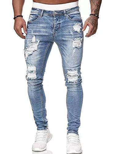 PIZOFF Jeans Pizoff Herren Superenge Skinny-Jeans mit Rissen an den Knien