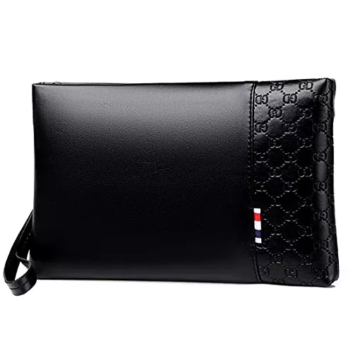 A-QMZL Taschen & Rucksäcke A-QMZL Handgelenktasche für Herren Handgelenk Handtasche Handgelenktasche PU Leder Großraum-Clutch mit Kartenfach Brieftasche Business Freizeit Bürohandtasche Geldbörsentasche für Männer