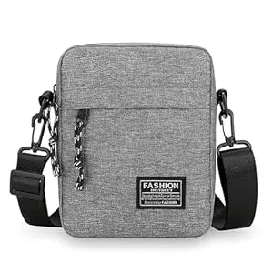Enreluya Taschen & Rucksäcke Enreluya Umhängetasche(14 * 19 * 5cm), Oxford Herren Tasche, Kuriertasche aus Nylon, Wasserdicht Schultertasche für Männer, Für Arbeit Reise Alltagsleben, Grau