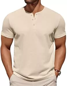 COOFANDY T-Shirts COOFANDY T-Shirts für Herren Henley Shirt Kurzarm Männer Sommer T Shirt mit Knopfleiste Baumwolle Basic Tee