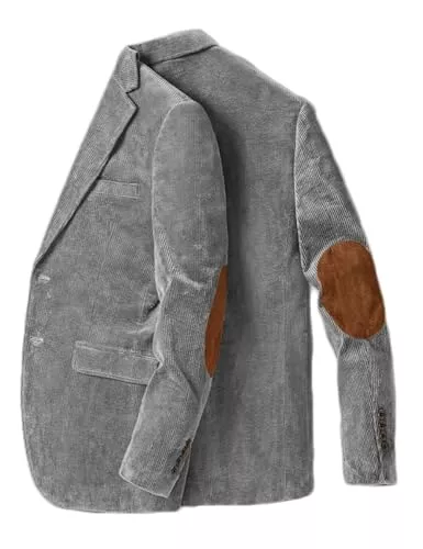 Stillluxury Blazer Stillluxury Elbow Patch Blazer Jacket for Men Single Breasted Corduroy Casual Sport Coat Notch Lapel Wedding Tuxedo