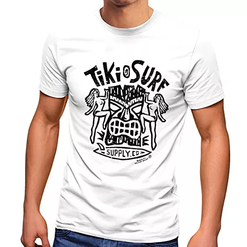 Neverless T-Shirts Neverless® Herren T-Shirt Tiki Maske Surf Honolulu Hawaii Beach Supply Sommer Sonne Printshirt Aufdruck Fashion Streetstyle