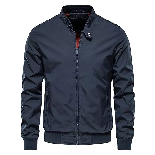 HOTIAN Jacken Herren Jacke Leichte Bomberjacke mit Stehkragen Jacke Übergangsjacke Freizeit jacke