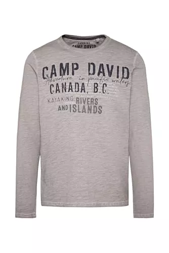 Camp David Langarmshirts Camp David Herren Longsleeve Oil Dyed mit Artwork