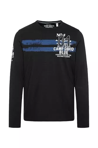 Camp David Langarmshirts Camp David Herren Longsleeve mit Label-Applikationen