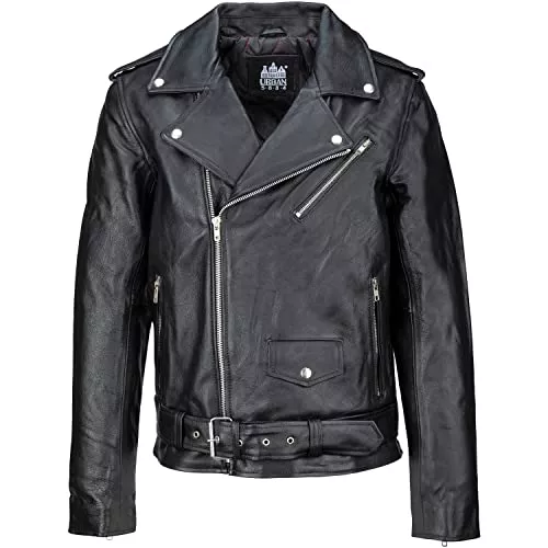 URBAN 5884 Jacken URBAN 5884 Herren Perfecto Lederjacke, Weiches und Strapazierfähiges echtes Rindsleder, Biker Style Herrenjacke