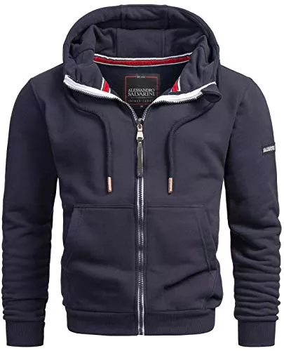 ALESSANDRO SALVARINI Kapuzenpullover A. Salvarini Herren Sweatjacke Kapuzenpullover Jacke Kapuze Hoodie Sweater AS293