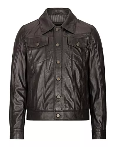 TruClothing.com Jacken TruClothing.com Herren Echtleder Jeans Jacke 1980s Vintage Schwarz Tan Braun Kurz Lässig