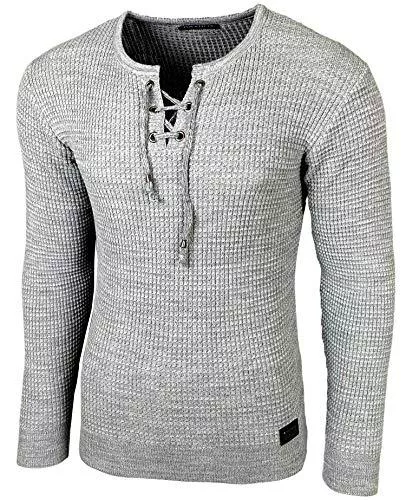 Baxboy Langarmshirts Baxboy Herren Pullover Slim Fit Rundhals Strick-Pullover Rundkragen Moderner Longsleeve in Feinstrick BB-52132