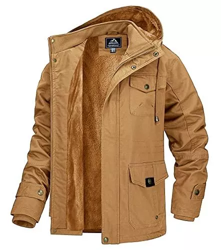 MAGCOMSEN Jacken MAGCOMSEN Herren Warm Gefüttert Jacke Cargo Winterparka Militär Jacke für Herren Outdoorjacke mit Abnehmbarer Kapuze Übergangsjacke Baumwolle Hoodies