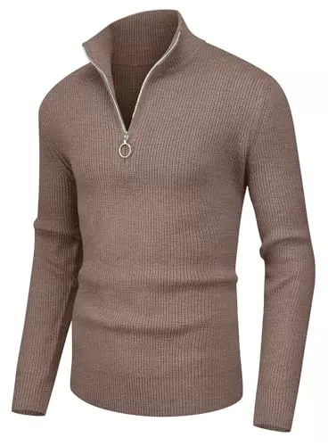 Sailwind Pullover & Strickmode Sailwind Herren Pullover 1/4 Zip Polo Pullover Langarm Tops Soft Cozy Ribbed Turtle Neck Quarter Zip Knitwear Warm Knit Pullover Pullover für Männer