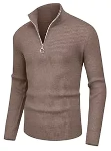 Sailwind Pullover & Strickmode Sailwind Herren Pullover 1/4 Zip Polo Pullover Langarm Tops Soft Cozy Ribbed Turtle Neck Quarter Zip Knitwear Warm Knit Pullover Pullover für Männer