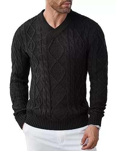 COOFANDY Pullover & Strickmode COOFANDY Herren Pullover Winter V-Ausschnitt Slim fit Strickpullover Warm Feinstrick Pullover Sweater für Männer