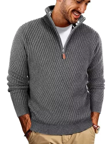 PJ PAUL JONES Pullover & Strickmode PJ PAUL JONES Troyer Pullover Herren Winter mit Reißverschluss Strickpullover V Ausschnitt
