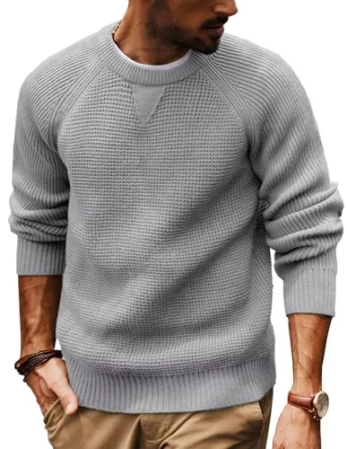 PJ PAUL JONES Pullover & Strickmode PJ PAUL JONES Herren Pullover mit Rundhalsausschnitt Langarm Waffel Strickpullover