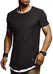 Leif Nelson T-Shirts Leif Nelson Herren Sommer T-Shirt Rundhals-Ausschnitt Slim Fit Baumwolle-Anteil Moderner Männer T-Shirt Crew Neck Hoodie-Sweatshirt Kurzarm lang