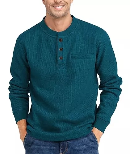 SPEEDRUN Pullover & Strickmode SPEEDRUN Henley Shirt Herren Langarm T-Shirts Männer Freizeithemden für Herren Business Pullover Casual Basic Regular Fit Sommerhemd Einfarbig Herbst