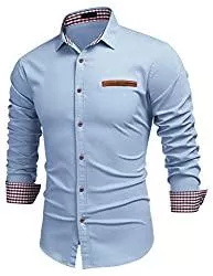 JINIDU Hemden JINIDU Herren Denim Shirt Freizeithemd Langarm Regular Fit Western Jeanshemd