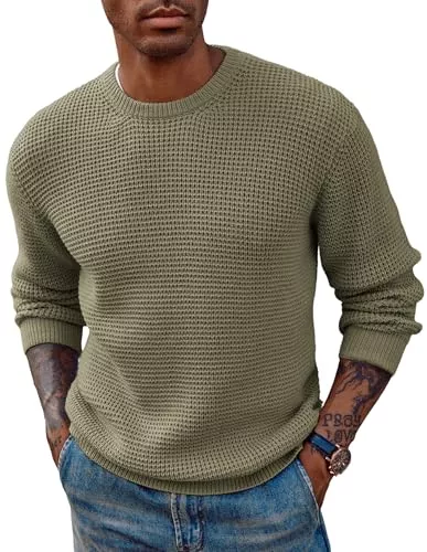 PJ PAUL JONES Pullover & Strickmode PJ PAUL JONES Pullover Herren mit Rundhals Waffelmuster Strickpullover Grobstrick Winterpullover