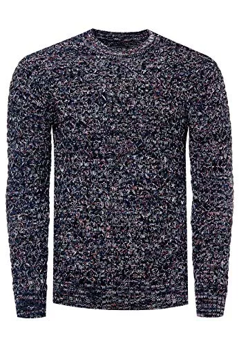 Rusty Neal Pullover & Strickmode Kontrast Pullover Herren Strick-Pullover mit Rund-Hals Ausschnitt und Extravagantem Strick-Design 367