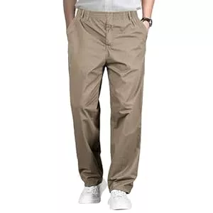 Aimato Hosen Aimato Herren Chino Hose Relaxed Fit, 100% Baumwolle Freizeithose & Bürohose mit elastischer Taille, verstellbarem Kordelzug und 4 Taschen für Alltag & Komfort